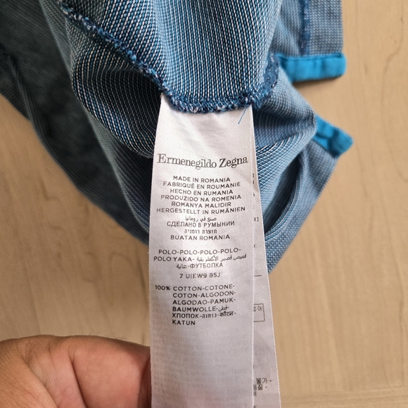 Ermenegildo Zegna Blue Polo with Dark Collar - Picture 8 of 8
